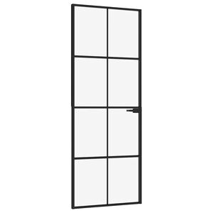 vidaXL Innerd&oslash;r svart 76x201,5 cm herdet glass og aluminium slank
