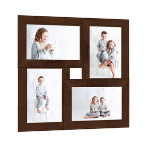 vidaXL Fotorammekollasj for 4x(10x15 cm) bilde m&oslash;rkebrun MDF