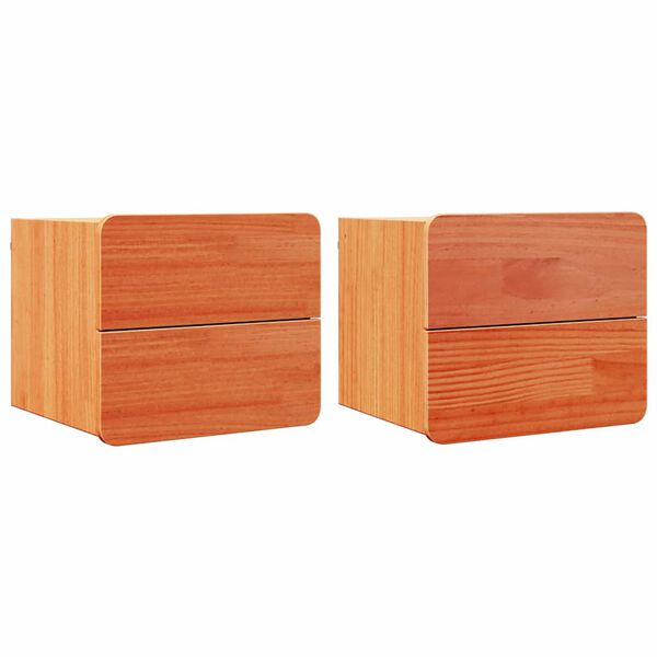 vidaXL Nattbord med skuff 2 pcs Brun 39 x 34 x 33 cm Heltre furu
