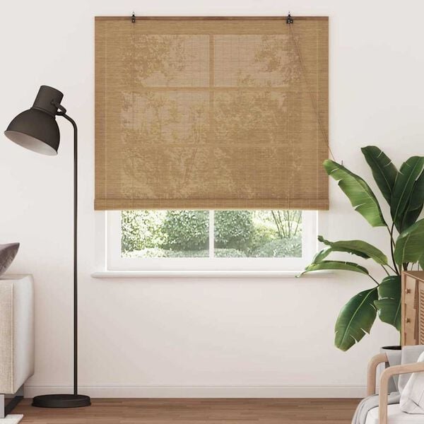 vidaXL Rullegardin med gardiner Brun 150 x 220 cm Bambus