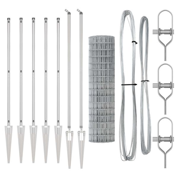 vidaXL Gjerde med stolpe s&oslash;lv 1,4 x 10 m St&aring;l