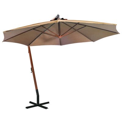 vidaXL Hengende parasoll med stolpe gråbrun 3,5x2,9 m heltre gran