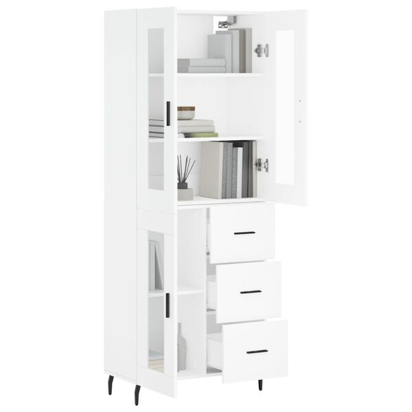 vidaXL Highboard hvit 69,5x34x180 cm konstruert tre