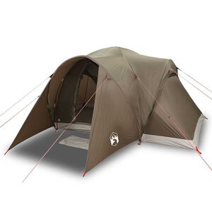 vidaXL Kuppeltelt for camping 6 personer brun vanntett