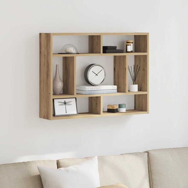 vidaXL Vegghylle artisan eik 75x16x55 cm konstruert tre
