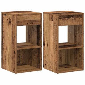 vidaXL Nattbord med skuff 2 stk gammelt tre 35x34x66,5 cm