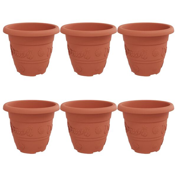 vidaXL Rund Blomsterpotte 6 pcs Klinker R&oslash;d &Oslash; 26 x 21.5 cm Plast