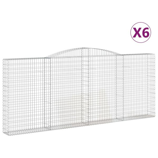 vidaXL Gabionkurver buede 6 stk 400x30x160/180 cm galvanisert jern