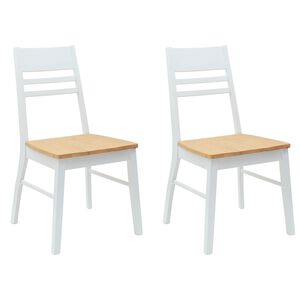 vidaXL Spisestoler 2 stk. Solid Gummitre Hvit 43 x 54 x 89 cm