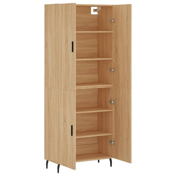 vidaXL Highboard sonoma eik 69,5x34x180 cm konstruert tre