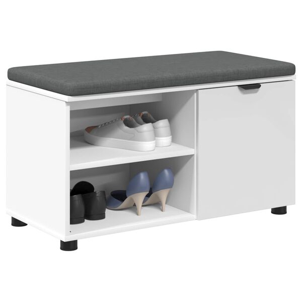 vidaXL Gangbenk Hvit 80 x 38 x 46 cm Konstruert treverk og stoff