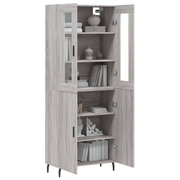 vidaXL Highboard gr&aring; sonoma 69,5x34x180 cm konstruert tre