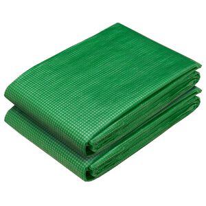 vidaXL Presenning med &oslash;yer 2 stk. Gr&oslash;nn 1,5 x 5 m 260 gsm PE