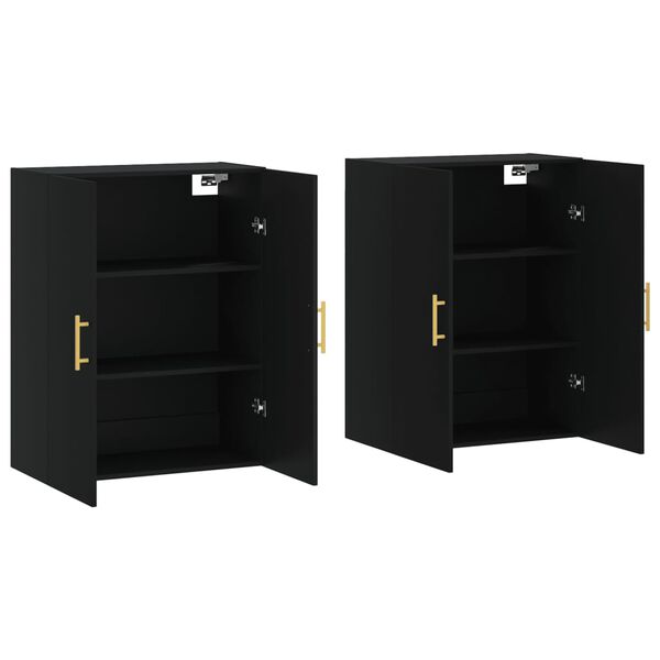 vidaXL Veggskap 2 stk svart 69,5x34x90 cm