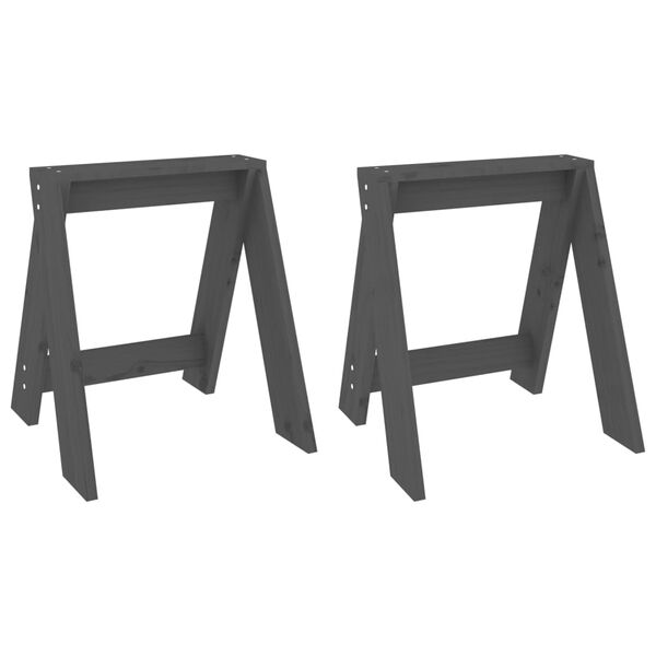 vidaXL Krakker 2 stk grå 40x40x45 cm heltre furu