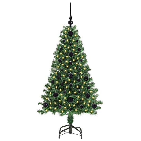 vidaXL Kunstig juletre med 150 LED gr&oslash;nn 120 cm PVC og St&aring;l og Plast