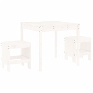 vidaXL Hagebistrosett hvit 3 deler heltre furu