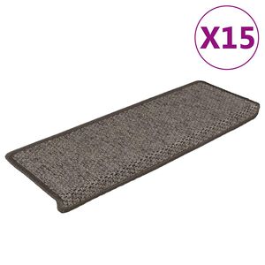 vidaXL Selvklebende trappematter sisal 15 stk 65x21x4 cm gr&aring; og beige