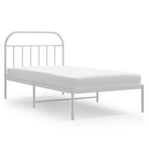 vidaXL Sengeramme i metall med hodegavl hvit 100x190 cm