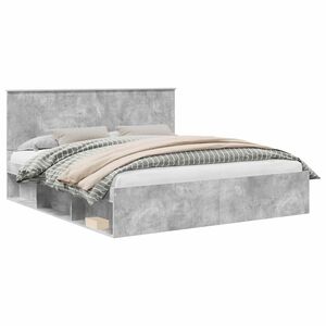 vidaXL Sengestamme med hodegjerde Betong 180 x 200 cm Massiv furu