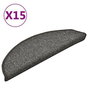 vidaXL Trappematter 15 stk 56x17x3 cm m&oslash;rkegr&aring; halvrund