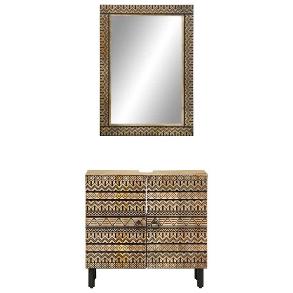 vidaXL Baderomsskapsett 2 deler heltre mango