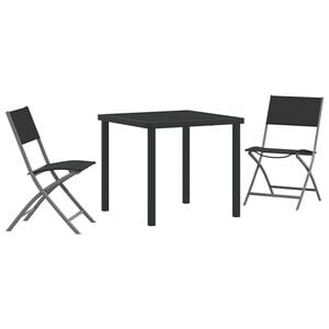 vidaXL Hage Spisegruppe 3 pcs Svart Pulverlakkert st&aring;l