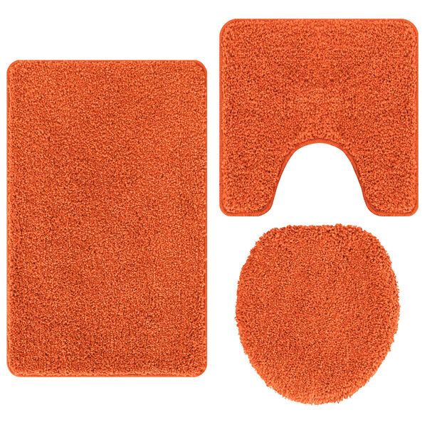 vidaXL Anti-skli baderomsmatte sett 3 pcs Oransje 50 x 50 cm PP