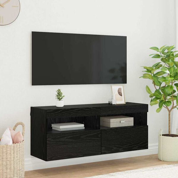 vidaXL TV Veggskap Svart Eik 100 x 30 x 40 cm Konstruert tre
