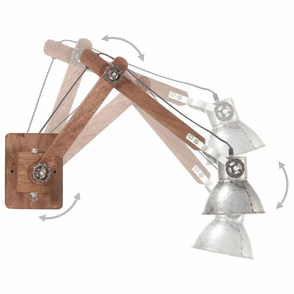 vidaXL Vegglampe i industriell stil s&oslash;lv rund E27