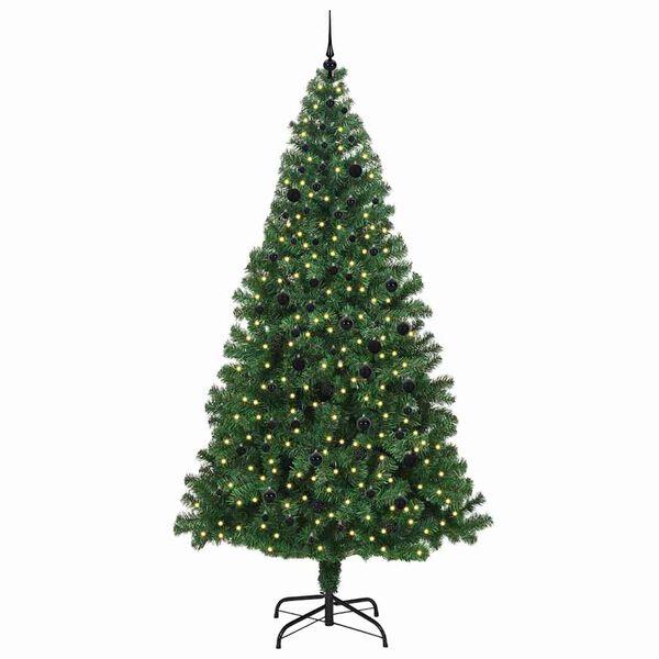 vidaXL Kunstig juletre med 300 LED gr&oslash;nn 240 cm PVC og St&aring;l og Plast