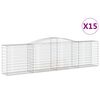 vidaXL Gabionkurver buede 15 stk 400x50x100/120 cm galvanisert jern