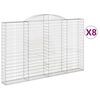 vidaXL Gabionkurver buede 8 stk 300x30x180/200 cm galvanisert jern
