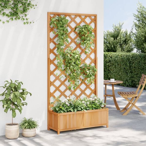 vidaXL Plantekasse med espalier brun heltre gran