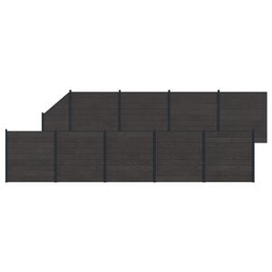 vidaXL Gjerdesett 10 stk. 1657 x 186 cm WPC og Aluminium Svart