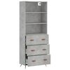 vidaXL Highboard betonggr&aring; 69,5x34x180 cm konstruert tre
