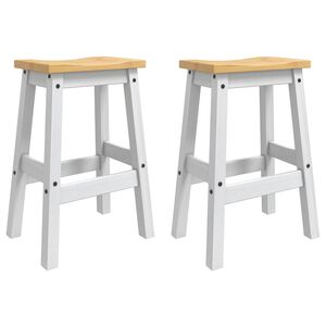 VidaXL Barstol 2 pcs Hvit og Honningvoks 44 x 30 x 63 cm Massiv furu
