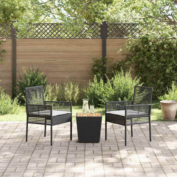 vidaXL Hage Bistro Sett 3 pcs Svart polyrotting
