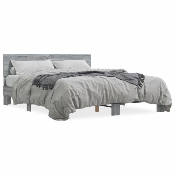 vidaXL Sengeramme sonoma eik 160x200 cm konstruert tre og metall