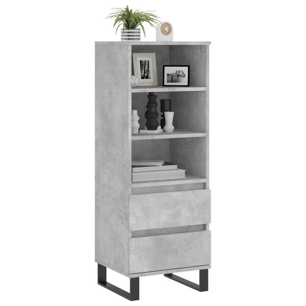 vidaXL Highboard betonggr&aring; 40x36x110 cm konstruert tre