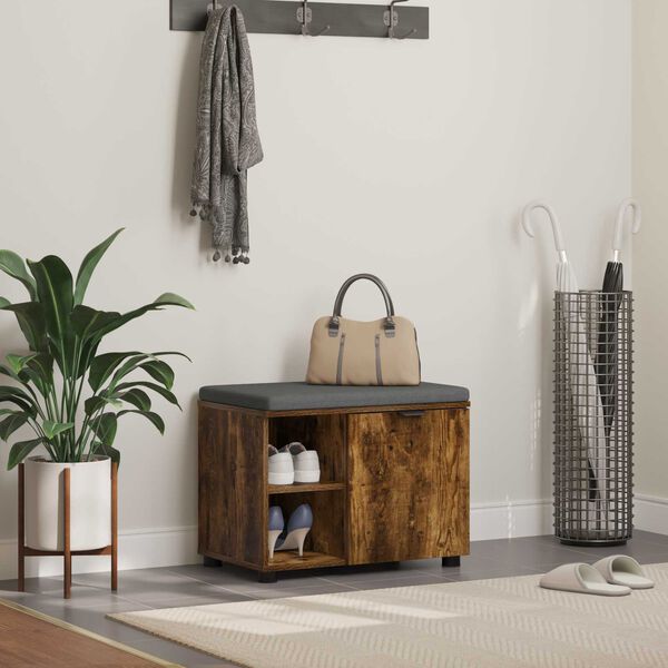 vidaXL Gangbenk med pute Ensfarget R&oslash;kt eik 60 x 38 x 46 cm