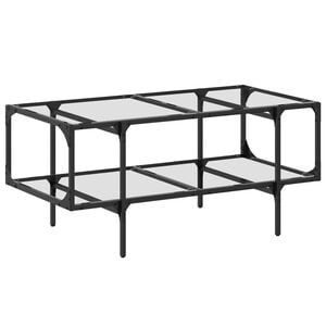 vidaXL Sofabord med gjennomsiktig glassplate 98,5x50x45 cm st&aring;l