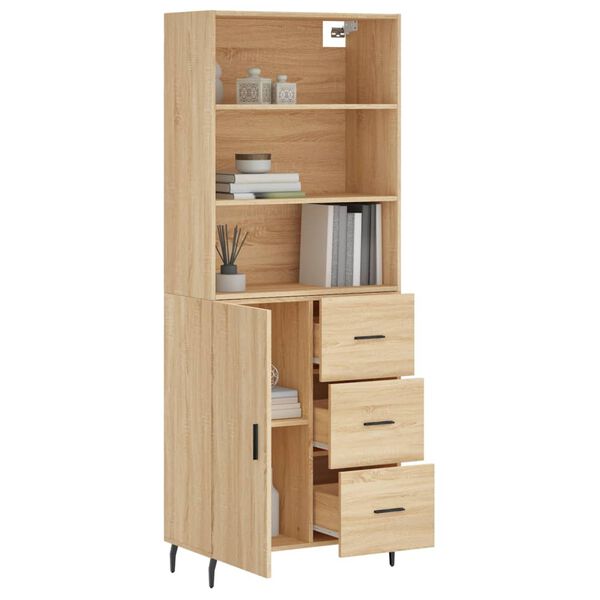 vidaXL Highboard sonoma eik 69,5x34x180 cm konstruert tre