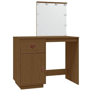 vidaXL Sminkebord med LED honningbrun 95x50x133,5 cm heltre furu