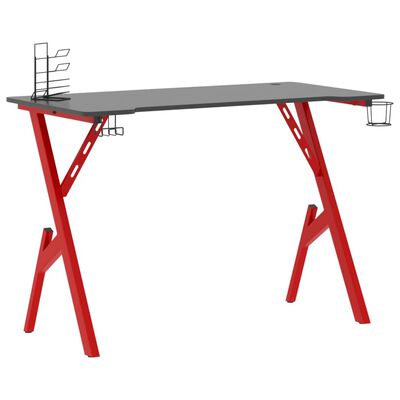 vidaXL Gamingbord med Y-formede ben svart og rødt 110x60x75 cm