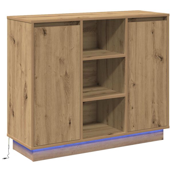 vidaXL LED sideboard Artisan Eik 90 x 32 x 75 cm Konstruert tre
