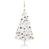 vidaXL Forh&aring;ndsbelyst kunstig juletre med kulesett hvit 150 cm PVC