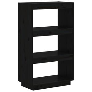 vidaXL Bokhylle/romdeler svart 60x35x103 cm heltre furu