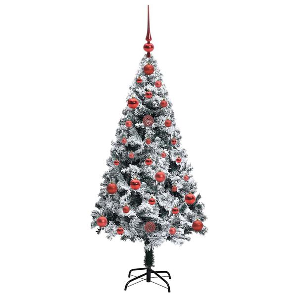 vidaXL Kunstig juletre med 150 LED Hvit 120 cm PVC og St&aring;l og Plast