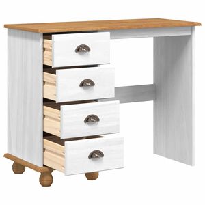 vidaXL Skrivebord med skuff ASKIM Hvit 95 x 40 x 75 cm Massiv furu